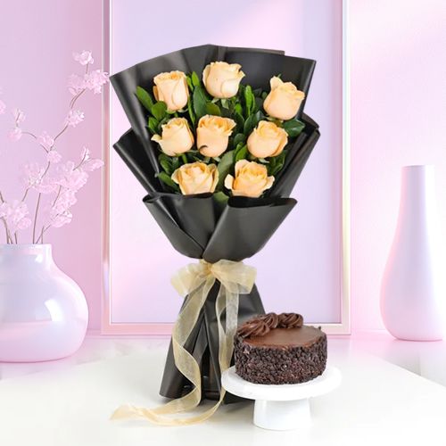 Graceful Roses N Truffle Cake Indulgence