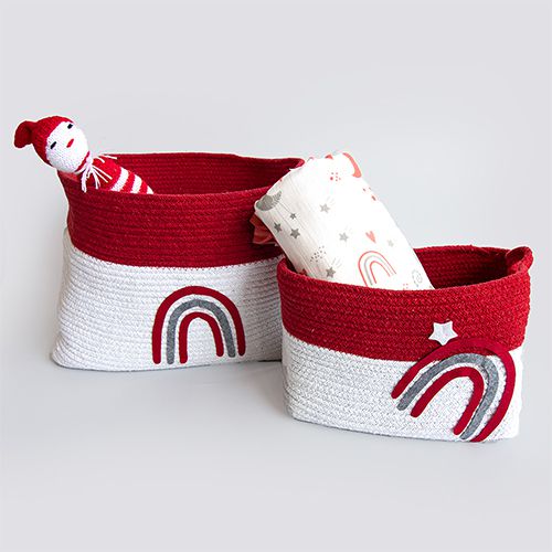 Premium Rainbow Design Cotton Rope Baskets