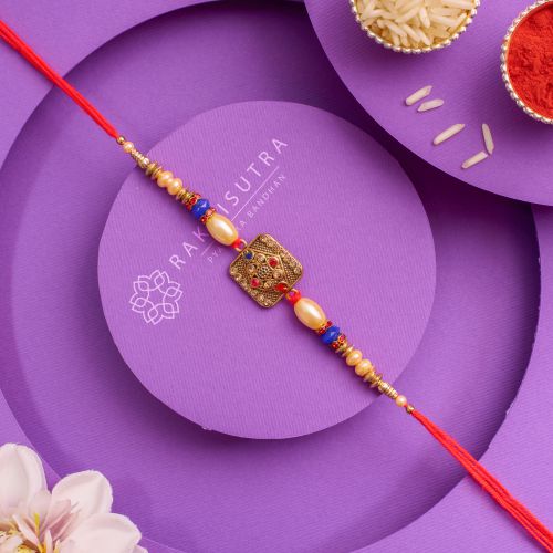 Fancy Kundan Rakhi for Brother