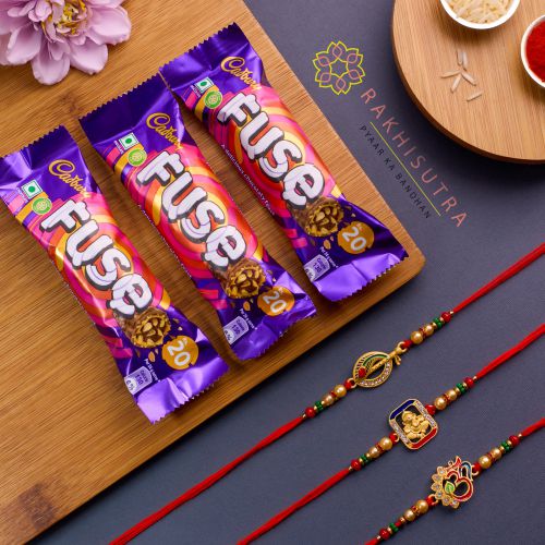 Auspicious Rakhi Set N Cadbury Fuse Combo