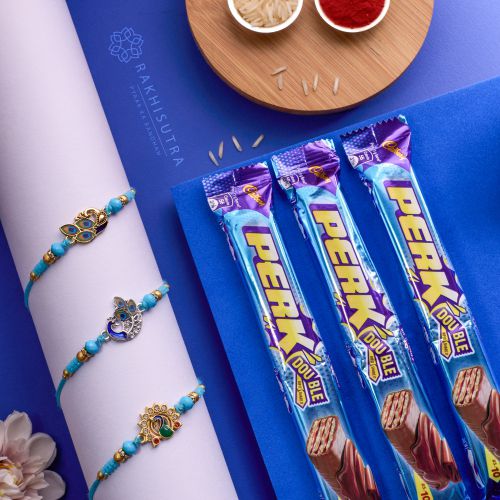 Graceful Peacock Rakhi Set N Cadbury Perk Combo