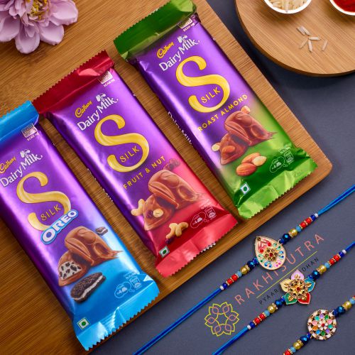 Elegant Kundan Rakhi N Cadbury Combo