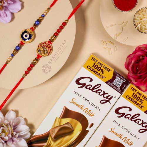 Stylish Rakhi N Galaxy Milk Chocolates Set