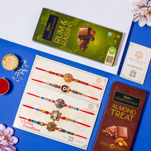 Stylish Rakhi Set N Cadbury Temptations Combo