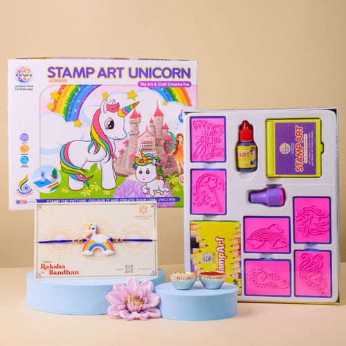 Cute Unicorn Rakhi N Unicorn Art Craft Kit Combo