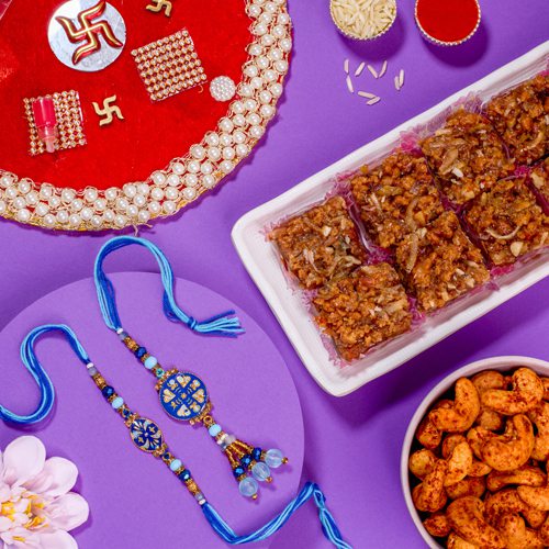 Designer Rakhi with Assorted Treats Combo